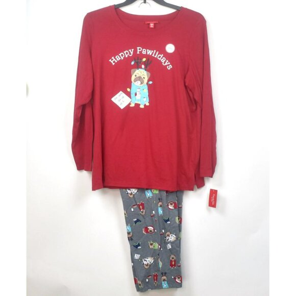 Mens “Happy Pawlidays” 2-Piece Pajama Set Size M Family PJs NWT - Picture 3 of 9